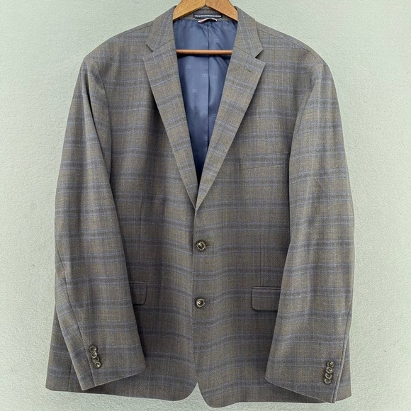 Tommy Hilfiger Windowpane Plaid Wool Blend Sport Coat Blazer Jacket 52R - Picture 2 of 10